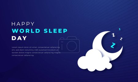 Illustration de conception vectorielle de style de coupe de papier de Journée mondiale de sommeil pour l'arrière-plan, l'affiche, la bannière, la publicité, la carte de voeux