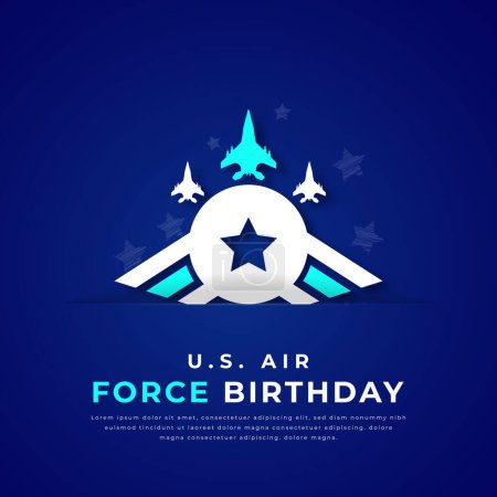 Illustration for U.S. Air Force Birthday Paper cut style Vector Design Illustration for Background, Poster, Banner, Advertising, Greeting Card - Royalty Free Image