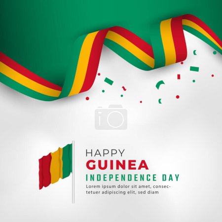 Illustration for Happy Guinea Independence Day Celebration Vector Design Illustration. Template for Poster, Banner, Advertising, Greeting Card or Print Design Element - Royalty Free Image