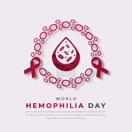 Journée mondiale de l'hémophilie Style de coupe de papier Illustration de conception vectorielle pour arrière-plan, affiche, bannière, publicité, carte de v?ux