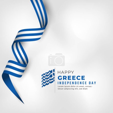 Illustration for Happy Greece Independence Day March 25th Celebration Vector Design Illustration. Template for Poster, Banner, Advertising, Greeting Card or Print Design Element - Royalty Free Image