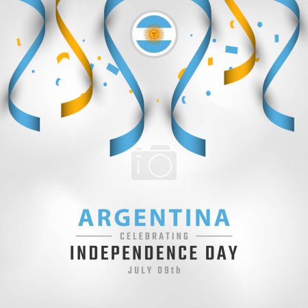 Illustration for Happy Argentina Independence Day July 9th Celebration Vector Design Illustration. Template for Poster, Banner, Advertising, Greeting Card or Print Design Element - Royalty Free Image