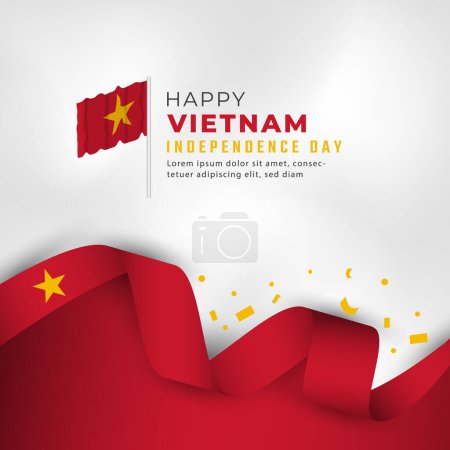 Feliz Día de la Independencia de Vietnam 2 de septiembre Celebración Vector Design Illustration. Plantilla para póster, pancarta, publicidad, tarjeta de felicitación o elemento de diseño de impresión