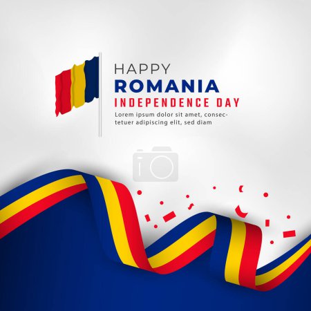 Téléchargez les illustrations : Joyeuse fête de l'indépendance de la Roumanie 10 mai Illustration de design vectoriel de célébration. Modèle pour affiche, bannière, publicité, carte de vœux ou élément de conception d'impression - en licence libre de droit