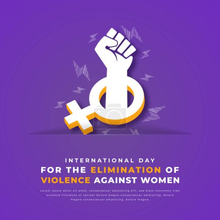 Téléchargez les illustrations : Journée internationale pour l'élimination de la violence à l'égard des femmes Style de coupe de papier Illustration de design vectoriel pour fond, affiche, bannière, publicité, carte de vœux - en licence libre de droit