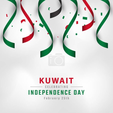 Happy Kuwait Independence Day February 25th Celebration Vector Design Illustration. Template for Poster, Banner, Advertising, Greeting Card or Print Design Element
