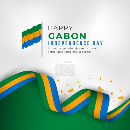 Feliz Día de la Independencia de Gabón 17 de agosto Celebración Vector Design Illustration. Plantilla para póster, pancarta, publicidad, tarjeta de felicitación o elemento de diseño de impresión