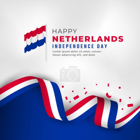 Téléchargez les illustrations : Joyeuse fête de l'indépendance des Pays-Bas 26 juillet Illustration de design vectoriel de célébration. Modèle pour affiche, bannière, publicité, carte de vœux ou élément de conception d'impression - en licence libre de droit