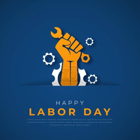 Happy Labor Day Paper cut style Vector Design Illustration for Background, Poster, Banner, Advertising, Greeting Card