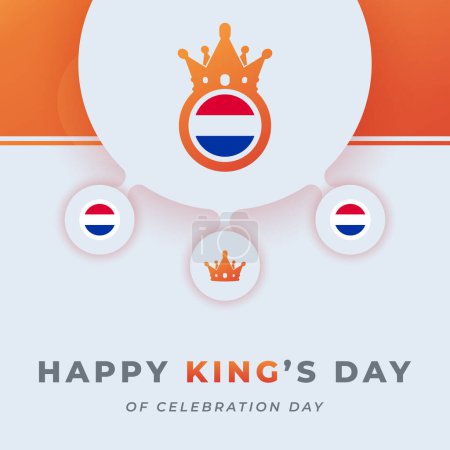 Téléchargez les illustrations : Happy King's Day Koningsdag Celebration Illustration de design vectoriel pour fond, affiche, bannière, publicité, carte de vœux - en licence libre de droit
