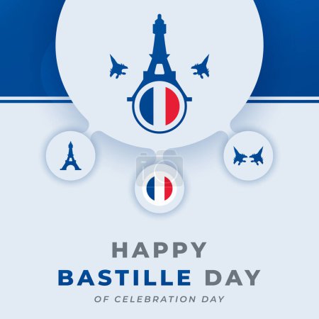 Happy Bastille Day Feier Vektordesign Illustration für Hintergrund, Plakat, Banner, Werbung, Grußkarte