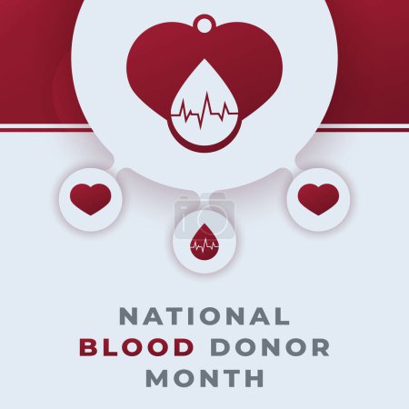 Feliz Mes Nacional del Donante de Sangre Enero Celebración Diseño Vector Ilustración. Plantilla para fondo, póster, pancarta, publicidad, tarjeta de felicitación o elemento de diseño de impresión