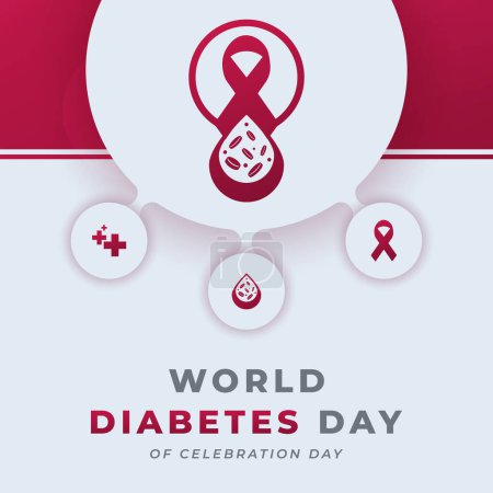 Téléchargez les illustrations : Illustration vectorielle de conception de célébration de la Journée mondiale du diabète pour l'arrière-plan, l'affiche, la bannière, la publicité, la carte de souhaits - en licence libre de droit