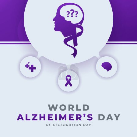 Ilustración del diseño del vector de la celebración del día mundial del Alzheimer para el fondo, cartel, bandera, publicidad, tarjeta de felicitación
