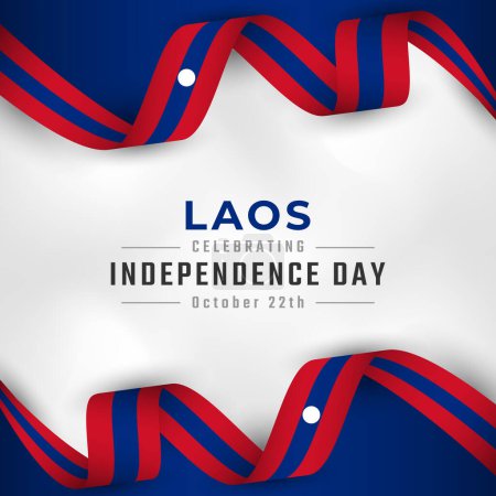 Happy Laos Independence Day October 22 th Celebration Vector Design Illustration. Template for Poster, Banner, Advertising, Greeting Card or Print Design Element