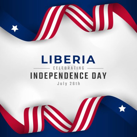 Feliz Día de la Independencia de Liberia 26 de julio Celebración Vector Design Illustration. Plantilla para póster, pancarta, publicidad, tarjeta de felicitación o elemento de diseño de impresión