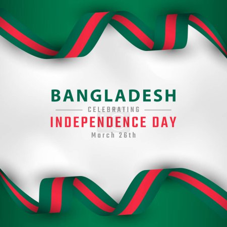 Illustration for Happy Bangladesh Independence Day March 26th Celebration Vector Design Illustration. Template for Poster, Banner, Advertising, Greeting Card or Print Design Element - Royalty Free Image