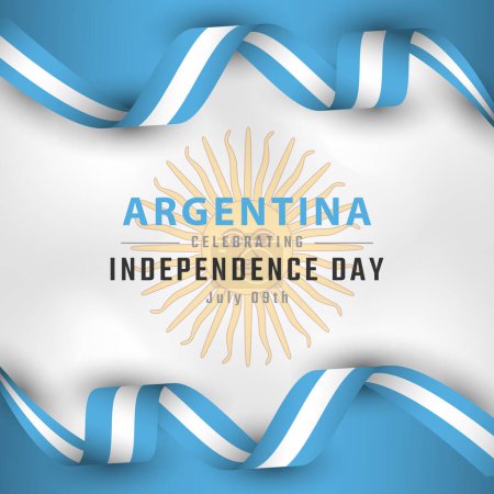 Illustration for Happy Argentina Independence Day July 9th Celebration Vector Design Illustration. Template for Poster, Banner, Advertising, Greeting Card or Print Design Element - Royalty Free Image