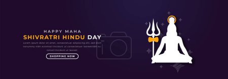 Happy Maha Shivratri Hindu Day Estilo de corte de papel Ilustración de diseño vectorial para fondo, póster, pancarta, publicidad, tarjeta de felicitación