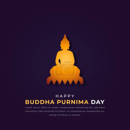 Happy Buddha Purnima Day Estilo de corte de papel Ilustración de diseño vectorial para fondo, cartel, pancarta, publicidad, tarjeta de felicitación