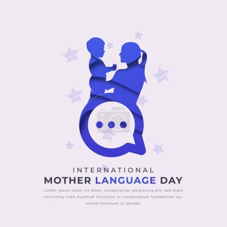 Internationaler Tag der Muttersprache Papierschnitt-Stil Vektor-Design-Illustration für Hintergrund, Plakat, Banner, Werbung, Grußkarte