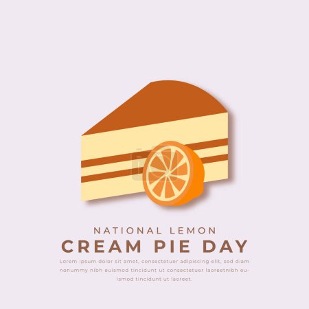 National Lemon Cream Pie Day Paper cut style Vector Design Illustration for Background, Poster, Banner, Advertising, Greeting Card