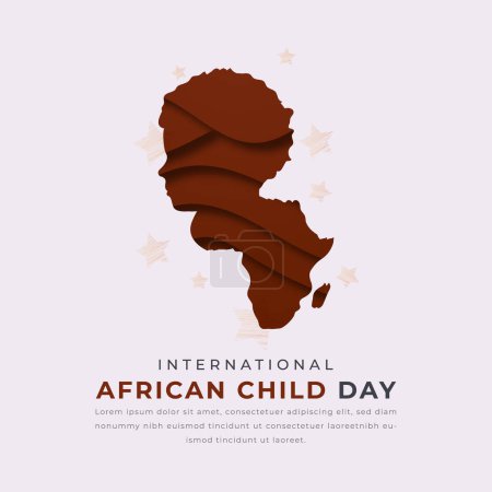 Día Internacional del Niño Africano Estilo de corte de papel Ilustración de diseño vectorial para fondo, cartel, pancarta, publicidad, tarjeta de felicitación