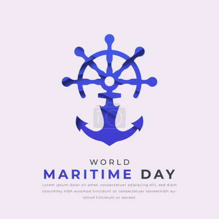 Illustration for World Maritime Day Paper cut style Vector Design Illustration for Background, Poster, Banner, Advertising, Greeting Card - Royalty Free Image