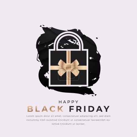 Happy Black Friday Estilo de corte de papel Ilustración de diseño vectorial para fondo, cartel, pancarta, publicidad, tarjeta de felicitación