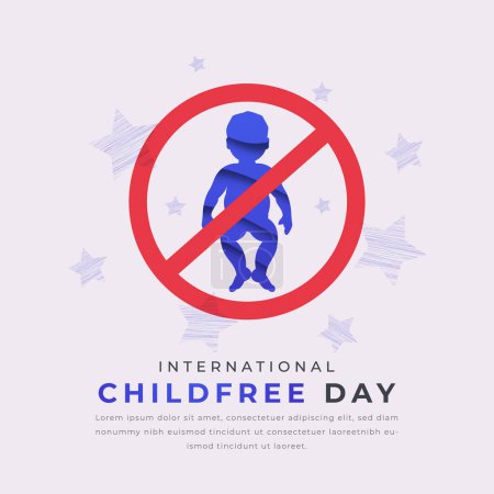 Ilustración de International Childfree Day Paper cut style Ilustración de diseño vectorial para fondo, póster, pancarta, publicidad, tarjeta de felicitación - Imagen libre de derechos