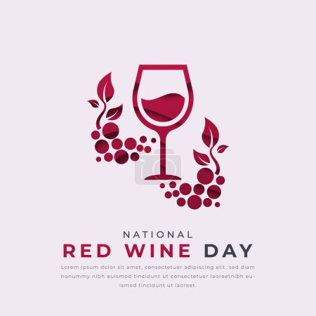 Día Nacional del Vino Tinto Estilo de corte de papel Ilustración de diseño vectorial para fondo, cartel, pancarta, publicidad, tarjeta de felicitación