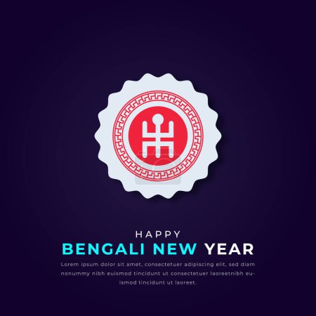 Happy Bengali New Year Paper cut style Vector Design Illustration pour fond, Affiche, Bannière, Publicité, Carte de souhaits