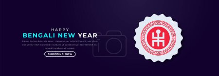 Feliz Año Nuevo Bengalí Estilo de corte de papel Diseño vectorial Ilustración para fondo, Póster, Banner, Publicidad, Tarjeta de felicitación