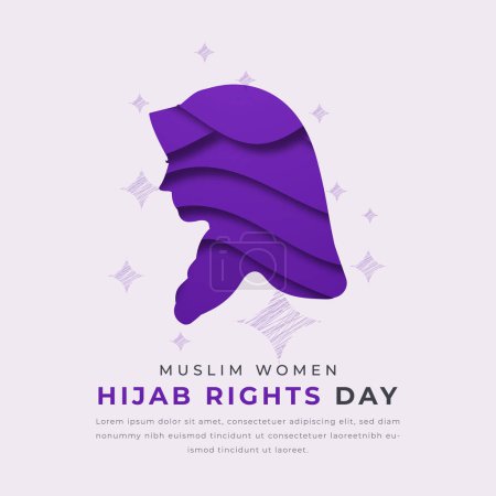 Illustration de conception vectorielle de style de coupe de papier de jour de Hijab pour l'arrière-plan, l'affiche, la bannière, la publicité, la carte de voeux