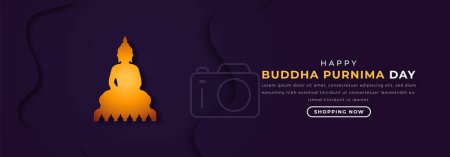 Happy Buddha Purnima Day Paper cut style Vector Design Illustration for Background, Poster, Banner, Advertising, Greeting Card