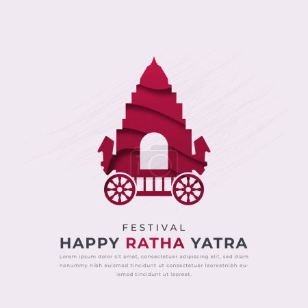 Happy Ratha Yatra Paper cut style Vector Design Illustration pour fond, Affiche, Bannière, Publicité, Carte de souhaits