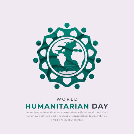 Illustration de conception vectorielle de style de coupe de papier de la Journée mondiale de l'aide humanitaire pour le fond, l'affiche, la bannière, la publicité, la carte de v?ux