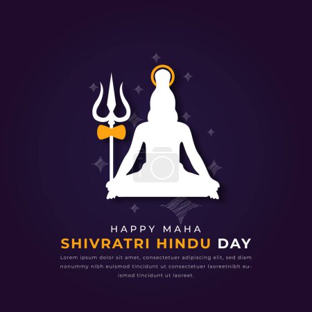 Happy Maha Shivratri Hindu Day Estilo de corte de papel Ilustración de diseño vectorial para fondo, póster, pancarta, publicidad, tarjeta de felicitación
