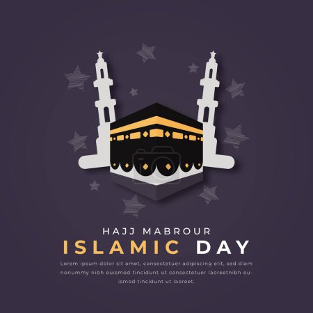 Hajj Mabrour Islamic Day Estilo de corte de papel Ilustración de diseño vectorial para fondo, cartel, pancarta, publicidad, tarjeta de felicitación
