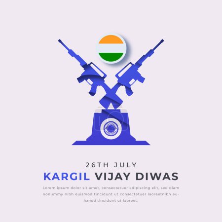 Illustration for Kargil Vijay Diwas Paper cut style Vector Design Illustration for Background, Poster, Banner, Advertising, Greeting Card - Royalty Free Image