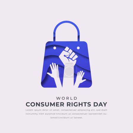 Téléchargez les illustrations : Journée mondiale des droits des consommateurs Style de coupe de papier Illustration vectorielle pour arrière-plan, affiche, bannière, publicité, carte de vœux - en licence libre de droit