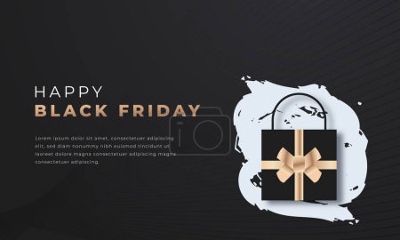 Happy Black Friday Estilo de corte de papel Ilustración de diseño vectorial para fondo, cartel, pancarta, publicidad, tarjeta de felicitación