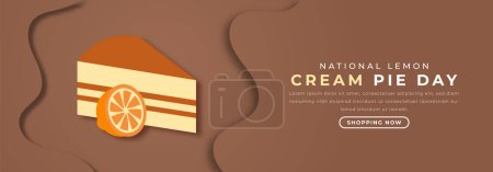 National Lemon Cream Pie Day Paper cut style Vector Design Illustration for Background, Poster, Banner, Advertising, Greeting Card