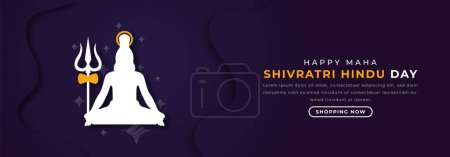 Happy Maha Shivratri Hindu Day Papercut Stil Vektor Design Illustration für Hintergrund, Poster, Banner, Werbung, Grußkarte
