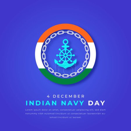 Illustration de conception vectorielle de style de coupe de papier de jour de marine indienne pour l'arrière-plan, l'affiche, la bannière, la publicité, la carte de voeux