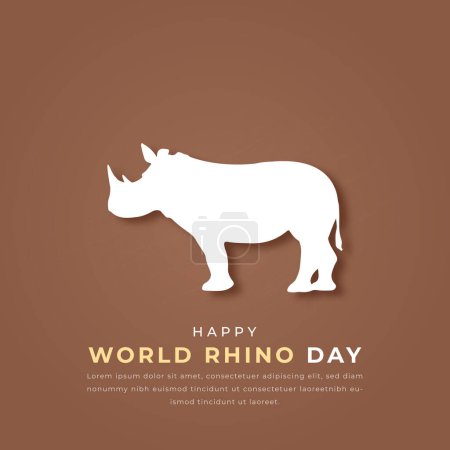 World Rhino Day Paper cut style Vector Design Illustration for Background, Poster, Banner, Advertising, Greeting Card