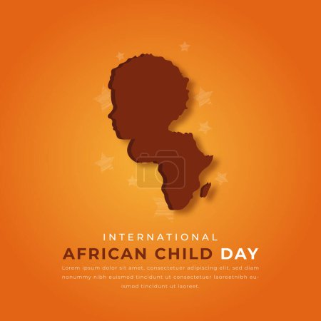 Día Internacional del Niño Africano Estilo de corte de papel Ilustración de diseño vectorial para fondo, cartel, pancarta, publicidad, tarjeta de felicitación
