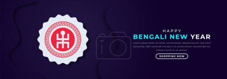 Happy Bengali New Year Paper cut style Vector Design Illustration pour fond, Affiche, Bannière, Publicité, Carte de souhaits