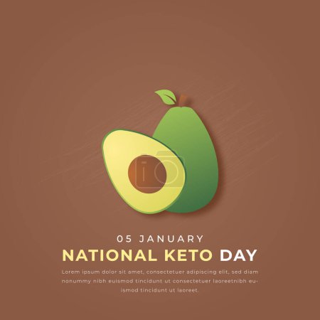 Illustration de conception vectorielle de style de coupe de papier de la Journée nationale Keto pour le fond, l'affiche, la bannière, la publicité, la carte de v?ux
