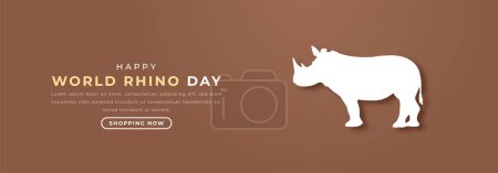 World Rhino Day Paper cut style Vector Design Illustration for Background, Poster, Banner, Advertising, Greeting Card